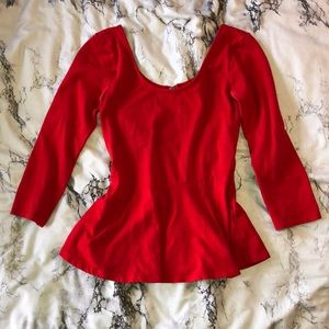 BRAND NEW Express Red Peplum 3/4 Sleeve Top